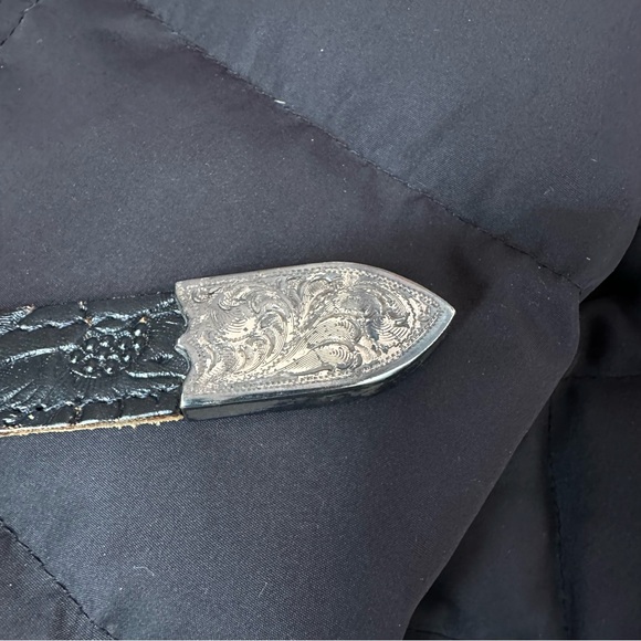 Boulet Men’s Black Leather Belt 5028 Silver Buckle Size 28/70 Westerncore - Picture 4 of 9